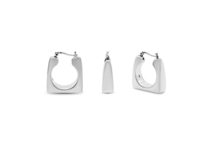 ต่างหูห่วงทรงโค้งเรียวขัดเงา - Product Image 1