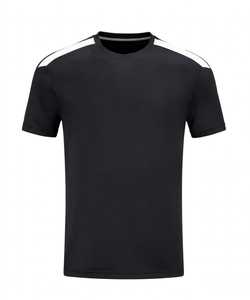 <b>Men's</b> Black Short <b>Sleeve</b> O-Neck T-<b>Shirt</b> with <b>White</b> Shoulder Stripes Solid Casual Tee - Product Image 4