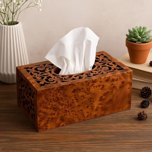 Boîte à mouchoirs en bois faite à la main de qualité supérieure, organisateur de serviettes écologique, distributeur décoratif moderne pour voiture et maison - Product Image 1