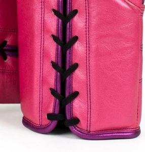 Custom Metallic Pink Professional Boxing Gloves 16oz <b>Lace</b> Cowhide Leather Moisture Wicking Full Finger Unisex Sparring Gloves - Product Image 2