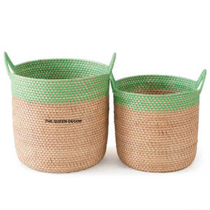 Cestas de Almacenamiento Decorativas de Mimbre de Estilo Nórdico, Forma Rectangular, Hechas a Mano, Juego de 2 Piezas, Multifuncionales para el Hogar - Product Image 3