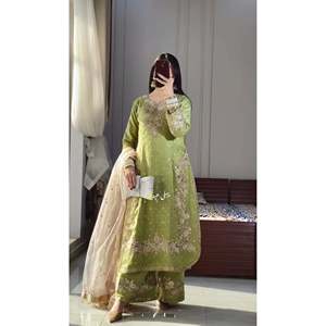 Designer Women's Silk <b>Top</b> & Plazzo Dupatta Set for <b>Party</b> Wear Look - Product Image 3
