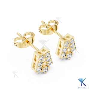 Lab Grown Diamond Initial Letter Luxury <b>Stud</b> Earrings Personalized 18K Solid Gold Brilliant Cut Classic Fine Women Jewelry - Product Image 5