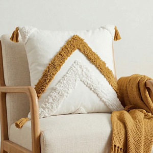 Striped Tufted Cushion <b>Cover</b> 45x45 Indian Exporter Cotton Textured Pillow Case Boho Decorative <b>Sofa</b> Throw Pillow <b>Cover</b> - Product Image 6