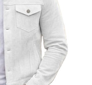 Veste en jean blanche pour homme, col rabattu décontracté, coupe classique, simple boutonnage, coton délavé, style printemps - Product Image 2