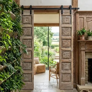 Porte en bois massif moderne la plus vendue avec finition haut de gamme pour l'entrée de la maison, décoration intérieure et extérieure, disponible à la vente - Product Image 1