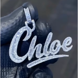 Pendentif Lettre Personnalisé Luxe, Sertissage Intense, en Argent 925 Plaqué Or, Moissanite, Style Hip Hop, Breloques Pendentifs Lettres Personnalisables - Product Image 1