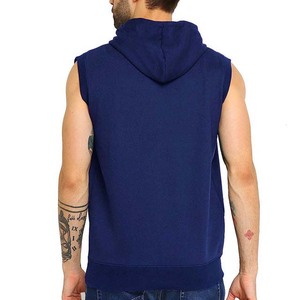 Sudadera con Capucha sin Mangas para Hombre, Color Sólido, Algodón French Terry, Informal, con Bolsillo, Corte Regular, para Otoño - Product Image 2