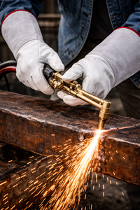 Gants de soudage en cuir blanc avec doublure isolante, manchette longue, protection thermique pour travaux industriels, commandes en gros - Product Image 3