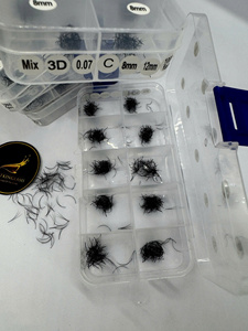 Cajas de Muestras de Pestañas Mixtas 3D 5D 8D 10D 12D, Fans de Volumen Preformados, Kit de Prueba de Extensiones de Pestañas de Cachemira Negro Mate - Product Image 5