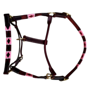 Leather Horse Halter <b>BraideD</b> Fancy Stitch Soft Padded Headstrap Brass Steel Hardware Western Style Horse equipment Horse halter - Product Image 4