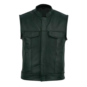 PU Leather Material Lightweight Comfortable Fit Streetwear OEM Fashion <b>Men</b> Leather <b>Vest</b> Casual Sleeveless Outerwear Smooth - Product Image 1