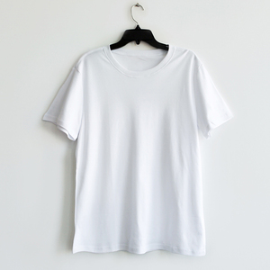 T-shirt blanc à col rond et manches courtes pour homme, coupe classique, en jersey de coton, couleur unie, design simple - Product Image 5