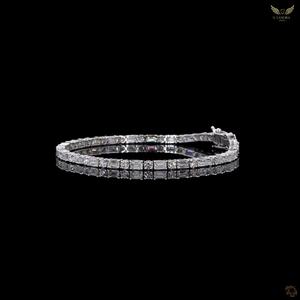 Bracelet tennis en or blanc 9 carats avec diamants de laboratoire de luxe, émeraudes et diamants ronds, bijoux fins pour femmes - Product Image 3