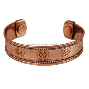 Pulsera Magnética de Cobre Puro con 7 Chakras, Brazalete con Borde de Cuerda, Alivio del Dolor de Artritis, Joyería Curativa al por Mayor - Product Image 1