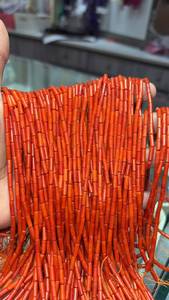 Cadena de cuentas de coral rojo natural en forma de tubo |   Cuentas de Coral en Forma de Barra Italianas para Ecuador - Product Image 2