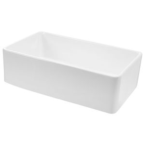 Lavello da cucina a incasso singolo da 33,5x20 pollici in argilla refrattaria, bianco, con frontale a grembiule, resistente al fuoco, per postazione di lavoro - Product Image 4