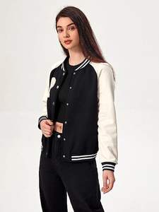 Chaquetas Varsity para Mujer con Mangas de Cuero, Colección de Invierno, Ropa Urbana, Chaquetas Varsity Premium para Dama - Product Image 2