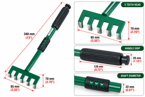 JAYA MATA JM167 Fourche de jardin à 5 dents 13 pouces en acier, cultivateur manuel avec poignée en PVC ergonomique et moderne, pour désherbage et ameublissement du sol, ensemble d'entretien de jardin - Product Image 5