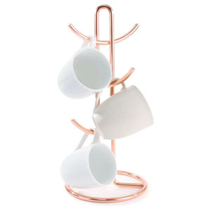 Moderno Portavasos de Acero con Recubrimiento de Cobre para 6 Tazas, Soporte Decorativo de Metal Color Oro Rosa para Tazas de Café y Té, Organizador de Almacenamiento para Cocina - Product Image 1