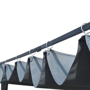 Gazebo de Ratán PE en Antracita y Gris con Acero con Recubrimiento en Polvo y Toldo de Poliéster y Pérgola - Product Image 3