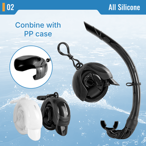 Tuba pliable en silicone souple avec étui de rangement portable, équipement de plongée sous-marine, embout buccal en silicone de qualité alimentaire, OEM ODM, logo personnalisé - Product Image 3
