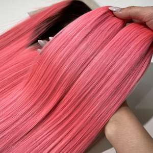 Venta al por mayor 100% Extensiones de Cabello Liso de Hueso Vietnamita de Alta Calidad Súper Calidad Tejiendo Cabello Extremos Dobles para Ombre Pink - Product Image 1