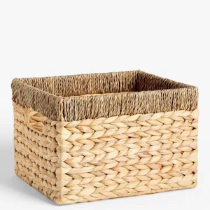 Newly designed <b>rectangular</b> laundry <b>basket</b>, woven from natural water hyacinth, a storage <b>basket</b> for household items. - Product Image 1