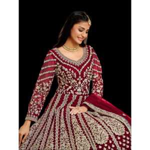 Vestido Anarkali de mujer de diseñador con Pent y Dupatta para fiesta - Product Image 6