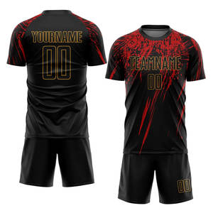 Uniforme de Fútbol Personalizado Sublimado en Negro, Dorado Antiguo y Rojo, Jersey Premium Transpirable, Equipación Deportiva Personalizada para Equipos - Product Image 2