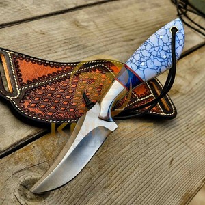 Cuchillo de Caza Personalizado Hecho a Mano de Acero D2 con Mango de Piedra, Hoja Fija de Espiga Completa, para Desollar, Acampar y Supervivencia al Aire Libre, OEM - Product Image 5