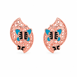 Ensemble de collier et boucles d'oreilles en émail papillon or rose de luxe, bijoux en argent sterling 925 pour femmes, élégance au quotidien - Product Image 2