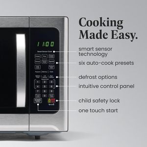 Countertop Microwave 1100 Watts, 1.2 cu ft - Smart Sensor Microwave Oven With LED <b>Lighting</b> & Child Lock - Perfect for Apartments - Product Image 3