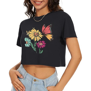 Camiseta Corta Oversize para Mujer, de Algodón, Corte Holgado, Manga Corta, Lisa, Estilo Casual Urbano, Top de Verano, Impresión Personalizada - Product Image 3