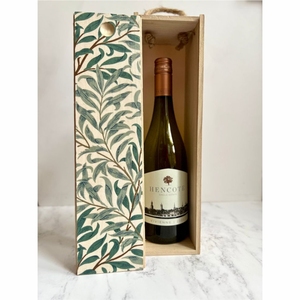 Caja de Vino de Madera Natural con Logotipo Personalizado al por Mayor |   Caja de Madera para una Sola Botella con Estampado Floral |   Fabricante de Cajas de Embalaje para Vino Premium - Product Image 1