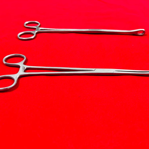 Pinzas de Esponja Foerster de 7'', Rectas y Curvas, con Mordazas de Bucle Serradas, Instrumentos Quirúrgicos de Sujeción, Pinzas de Acero Inoxidable - Product Image 1