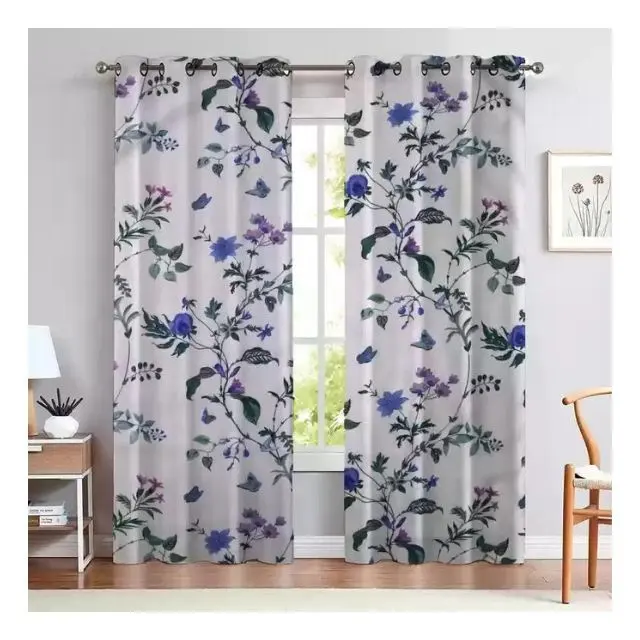 Cortinas de lujo de lino de grano de arroz opacas con estampado Floral geométrico nórdico para sala de estar dormitorio ventana puerta cocina elegante