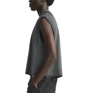 เสื้อกล้ามทรงบ็อกซี่ ผ้าคอตตอนริบ แห้งเร็ว พิมพ์โลโก้ได้ตามสั่ง สำหรับฤดูร้อน เสื้อแขนกุด เสื้อยืดแขนกุด เสื้อกล้ามผู้ชาย - Product Image 4