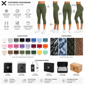 X Sports City Women's High Waist Calf-Length Yoga Pants <b>With</b> <b>Pockets</b> Breathable Knitted Spandex Polyester Sporty Fitness Wear - Product Image 5