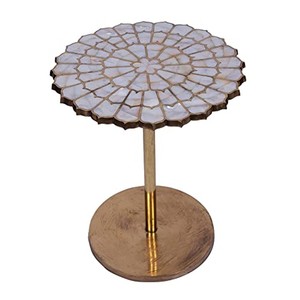 Rosewood Semi-Precious Stone Inlay Mosaic <b>Side</b> <b>Table</b> Wholesale Moradabad - Product Image 2