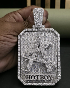 Rectangular Fully Iced Out Custom Letter <b>Pendant</b> Custom VVS Moissanite Hip Hop <b>Pendant</b> Personalized <b>Initial</b> Latter <b>Pendant</b> - Product Image 1