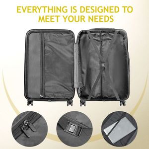 Valigia Trolley 3-in-1 Stile Classico 20 Pollici Giallo Crema con Strisce Diamantate in Gomma Impermeabile con Cerniera in Poliestere per Viaggi - Product Image 6