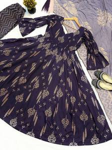 Trending Luxury <b>Wine</b> Purple Printed Anarkali Suit 3 Piece Set Indian Pakistani Ethnic Wear Plus Size Maxi Dress Winter Summer - Product Image 5