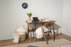 Bureau d'étude moderne en noyer avec dossier surélevé et tiroir simple asymétrique pour bureau à domicile et salle d'étude - Product Image 5