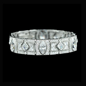 Pulsera Clásica de Plata 925 con Dijes, Diseño Geométrico de Moissanita Marquise con Engaste de Bisel, Joyería Unisex de Moda para Regalo de Boda - Product Image 1