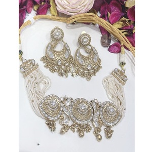 Ensemble collier et boucles d'oreilles en moissanite plaqué or, qualité supérieure, magnifique, pour mariage, bijoux pour femmes et filles - Product Image 1
