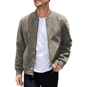 <b>Men's</b> Casual Varsity <b>Jacket</b> Vintage Lightweight <b>Suede</b> Bomber <b>Jackets</b> - Product Image 1