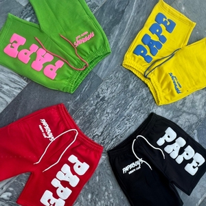 Shorts pour hommes personnalisés en coton 100% éponge tricoté respirant, style urbain, avec strass sur le devant, cordon de serrage central, couleur unie, OEM ODM, qualité supérieure, doux - Product Image 2