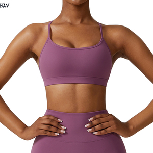 Custom Women's High Support Square <b>Neck</b> Sports Bra Breathable Longline Yoga Gym Workout Bra with Removable <b>Pads</b> OEM - Product Image 3