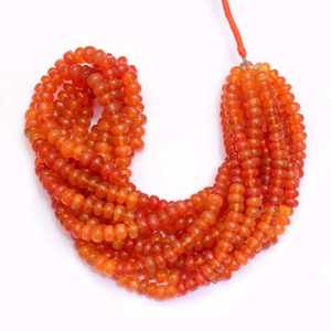 Cuentas de cornalina natural lisas en forma de rondel de 5-7 mm, cuentas sueltas de piedra de cornalina para pulseras y fabricación de joyería al por mayor. - Product Image 2